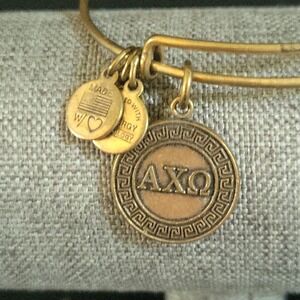 Alex and Ani Alpha Chi Omega AXO Bangle Bracelet Rafaelian Gold   Preppy